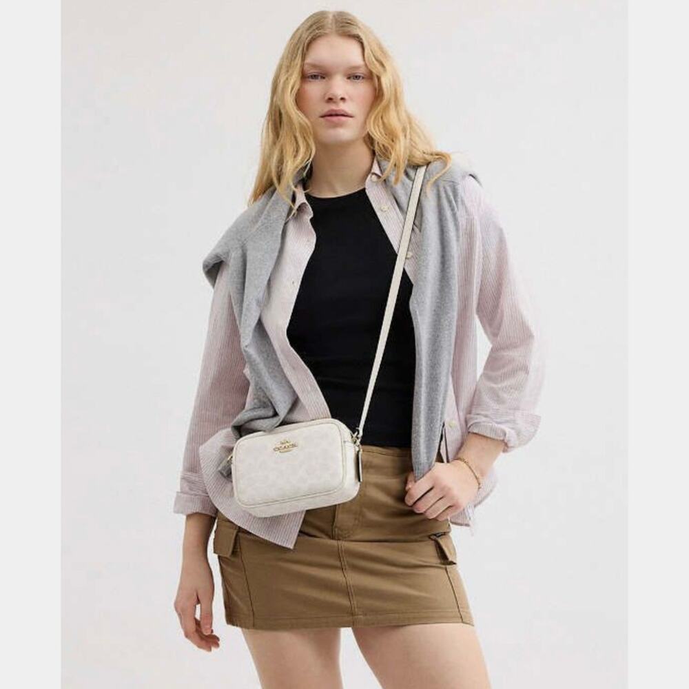 Coach SIG Canvas Mini JAMIE Camera Bag Chalk Glacier White NWT